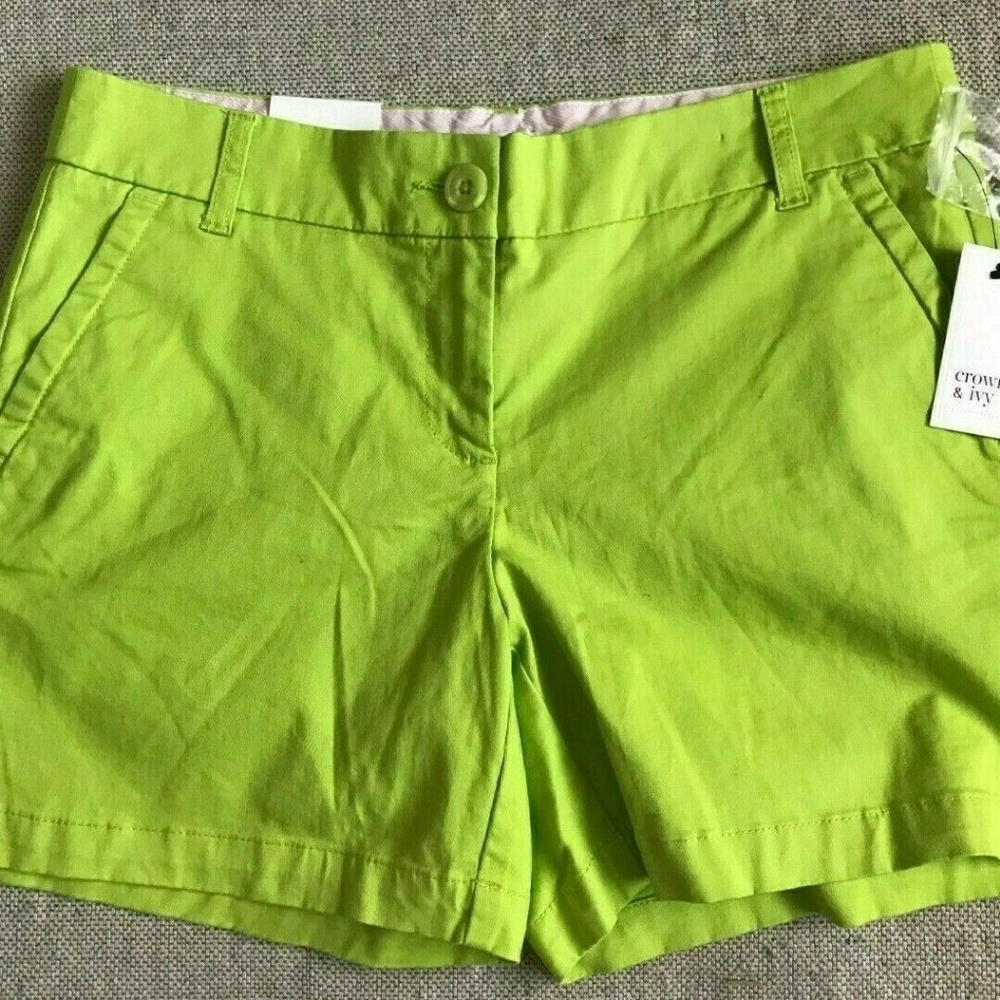 Crown‎ & Ivy Green Flat Front Shorts Sz 4 NWT